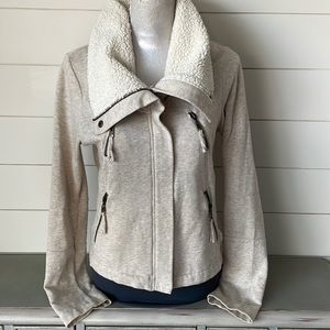 Billabong Women’s Zip Up Moto Sweatshirt with Sherpa Collar